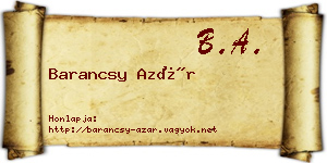 Barancsy Azár névjegykártya